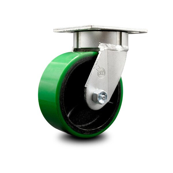 5 Inch Kingpinless Green Poly on Steel Wheel Swivel Top Plate Caster SCC
